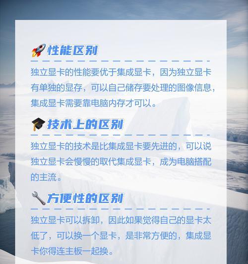 核显和独立显卡有什么区别？如何选择适合自己的显卡？